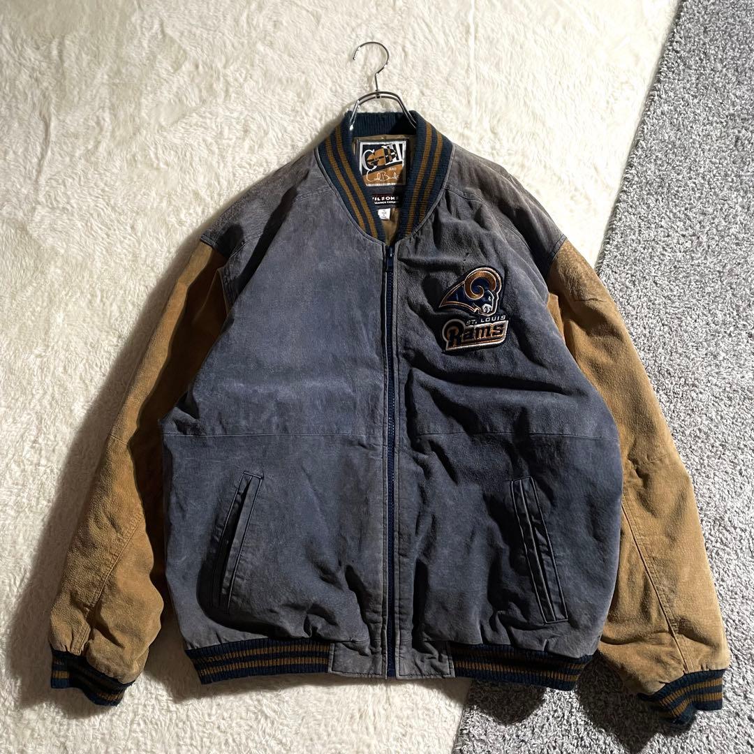 専用G-Ⅲ　NFL　ロサンゼルス・ラムズ　オールレザースタジャン　スウェードXL