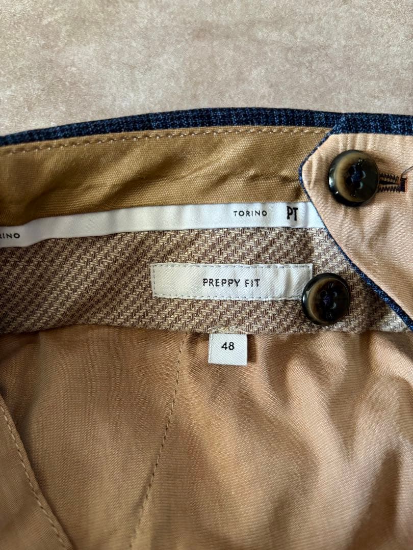 【美品】ピーティートリノ ウールスラックス48 ネイビーブルー