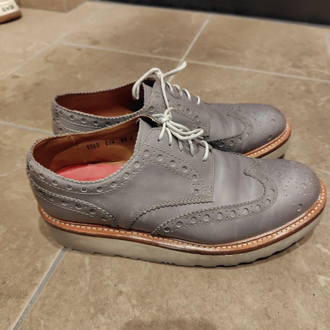 グレー レザー ドレスシューズ 厚底