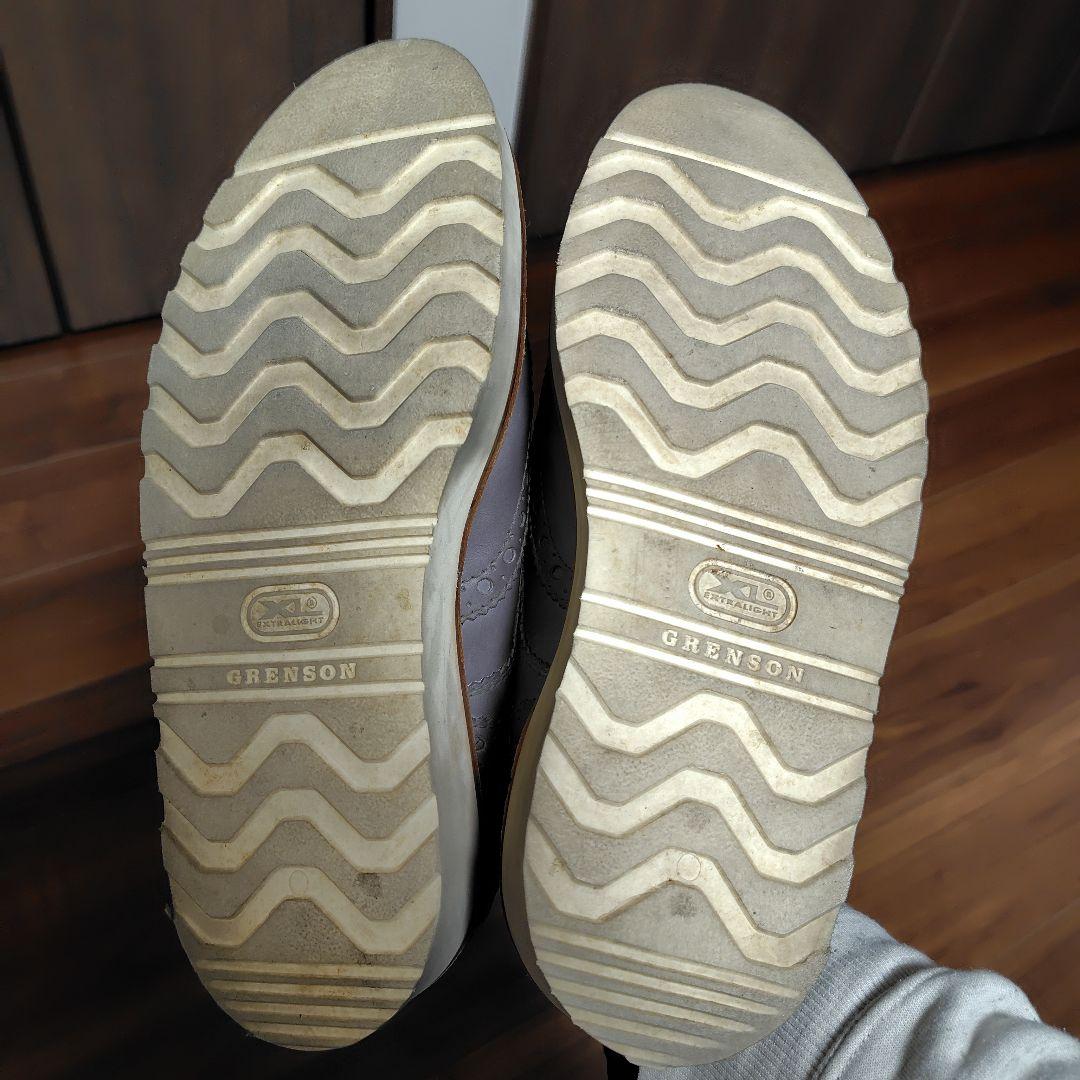 グレー レザー ドレスシューズ 厚底