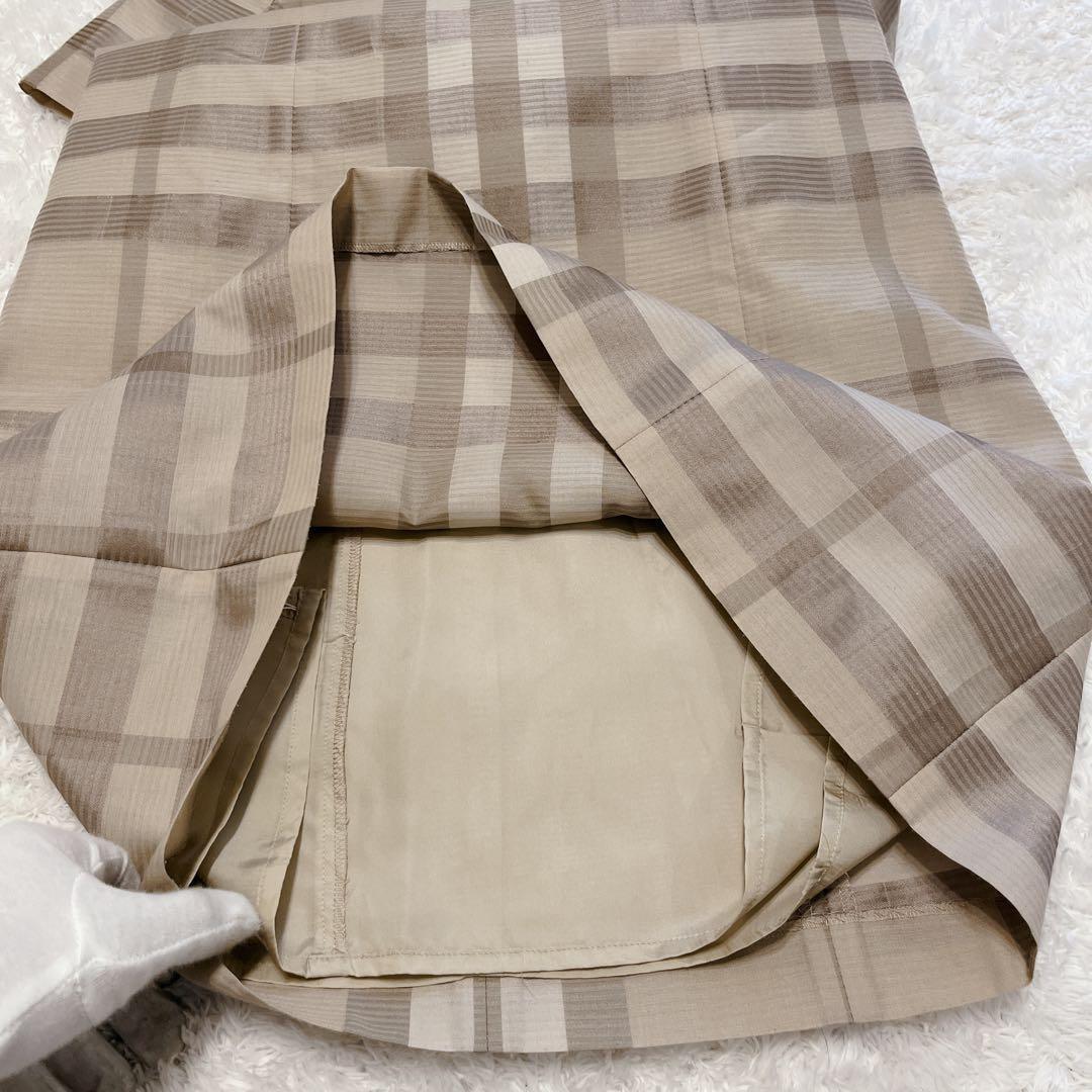 バーバリーロンドン 半袖 ベルト ノバチェック ワンピース シルク混 38