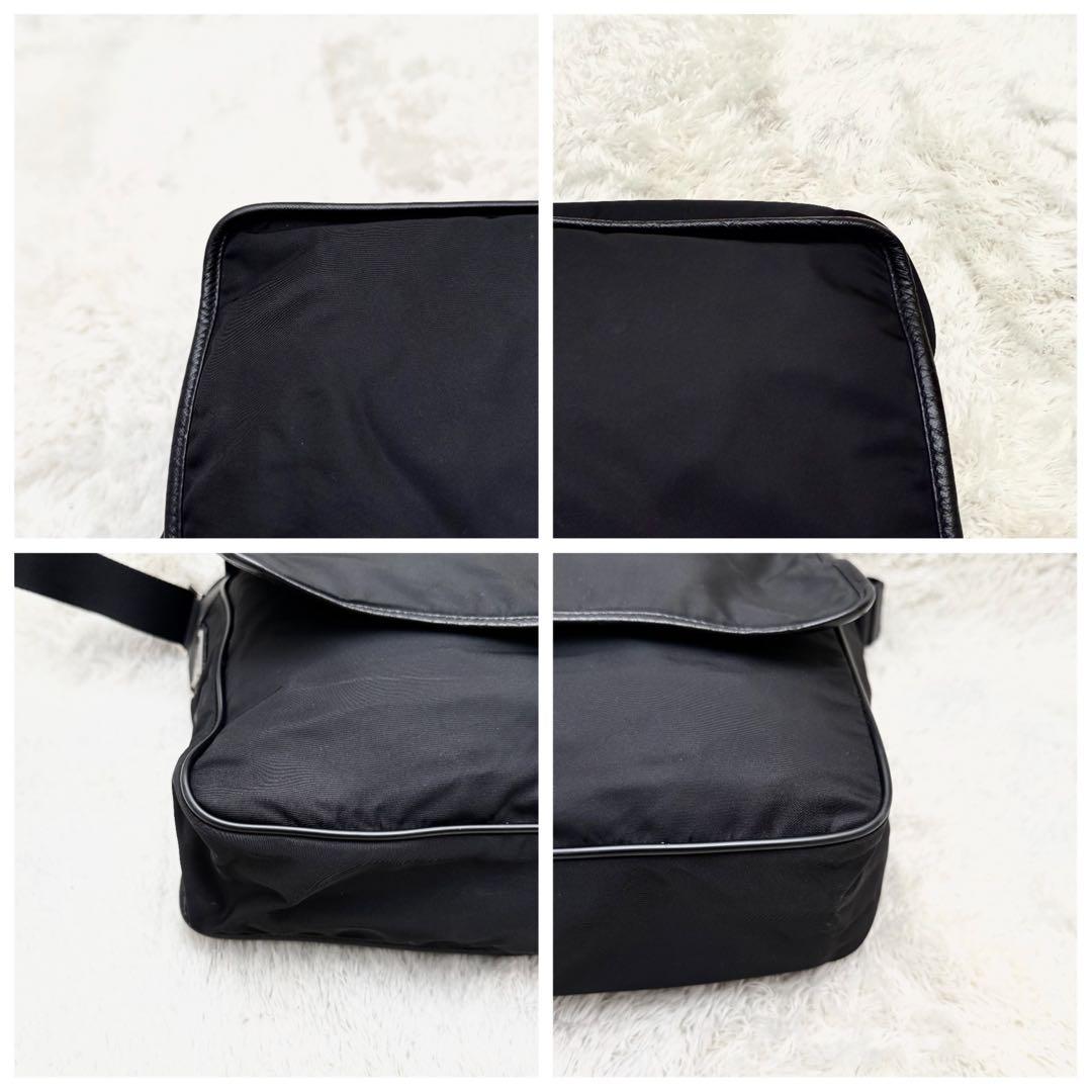 PRADAプラダ テスート 黒 メッセンジャーバッグ 三角ロゴ サフィアーノ