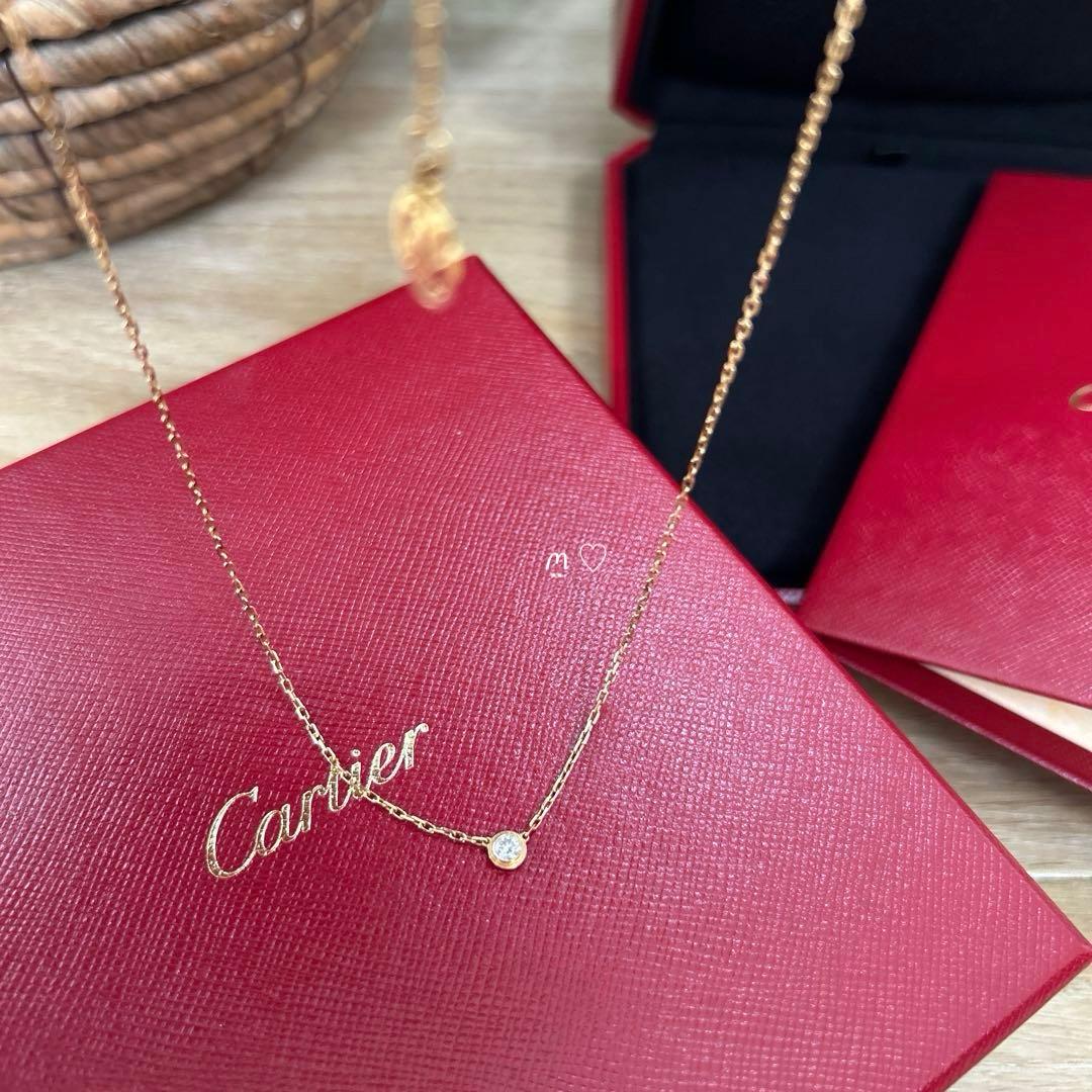 カルティエ　ダムールSMネックレス　ダイヤモンドK18PG　ディアマンレジェ