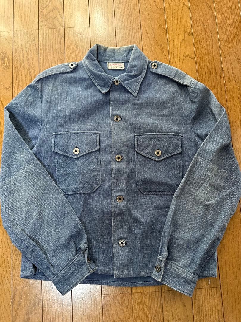 60sハンドメイドデニムジャケッCHARLES HUMMEフランスボタンUSA製