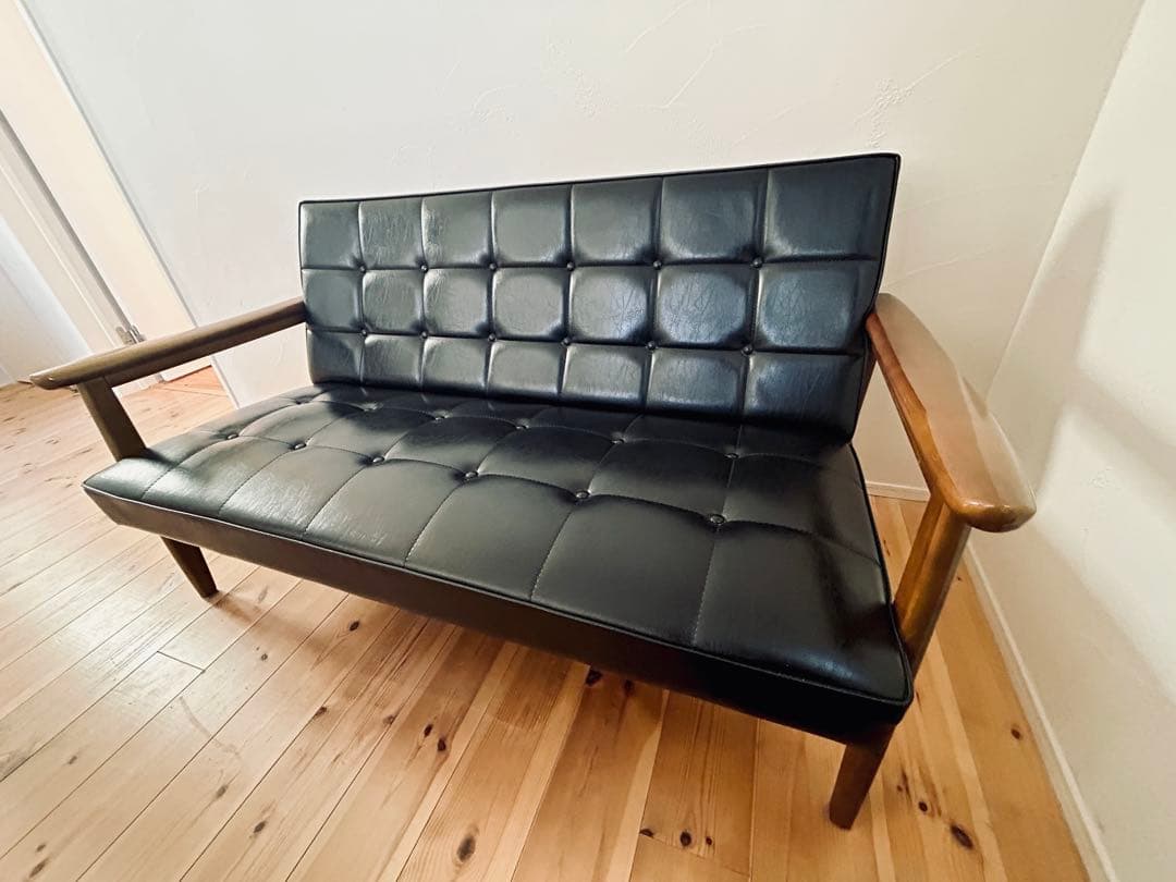 【送料込】カリモク60　Kチェア ツーシーター　ブラック