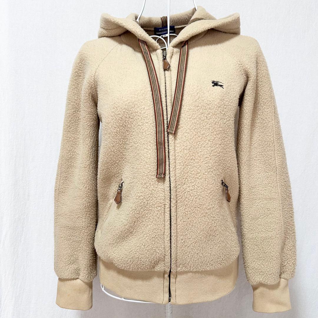 美品 バーバリー ブルーレーベル パーカー ジップアップ ジャケット フード付き