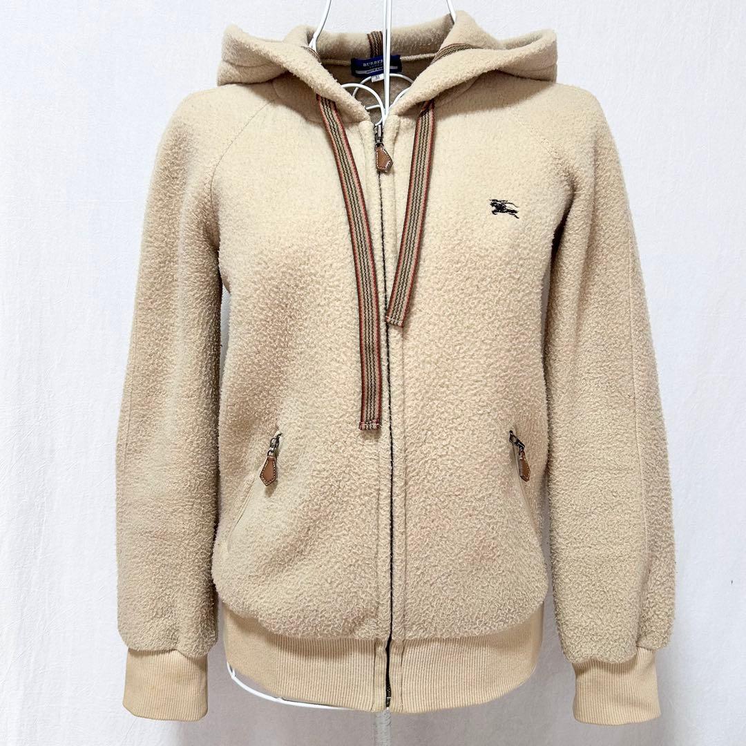 美品 バーバリー ブルーレーベル パーカー ジップアップ ジャケット フード付き