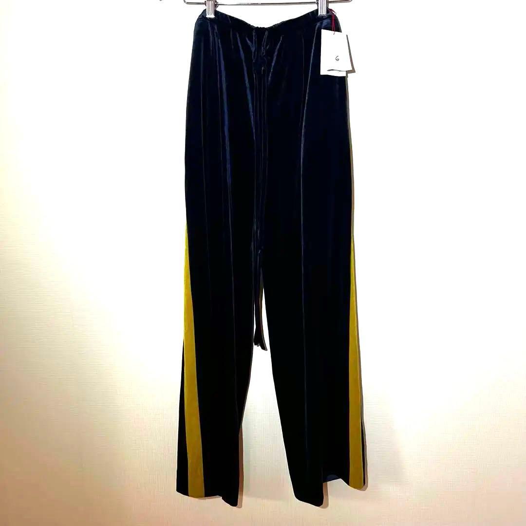 新品タグ付きベロアパンツ　ネイビー 36 BEAUTY&YOUTH
