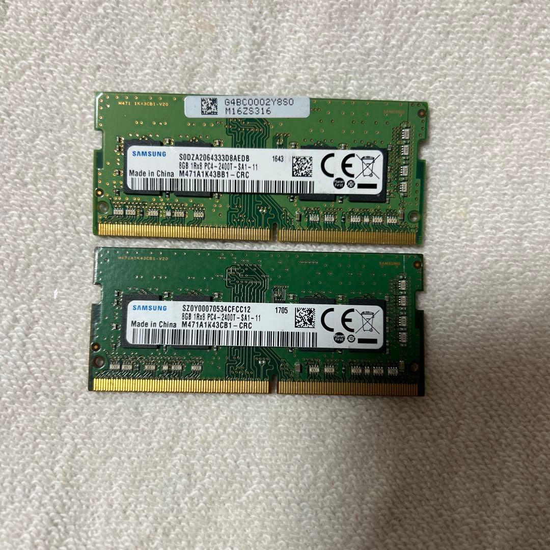 SAMSUNGノートpc用メモリ8GB 1Rx8 PC4-2400T 2枚セット