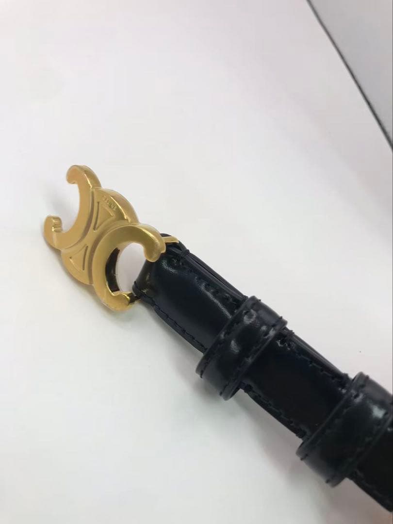 セリーヌ ベルト トリオンフ ゴールド金具 黒サイズ80 レザー保存袋