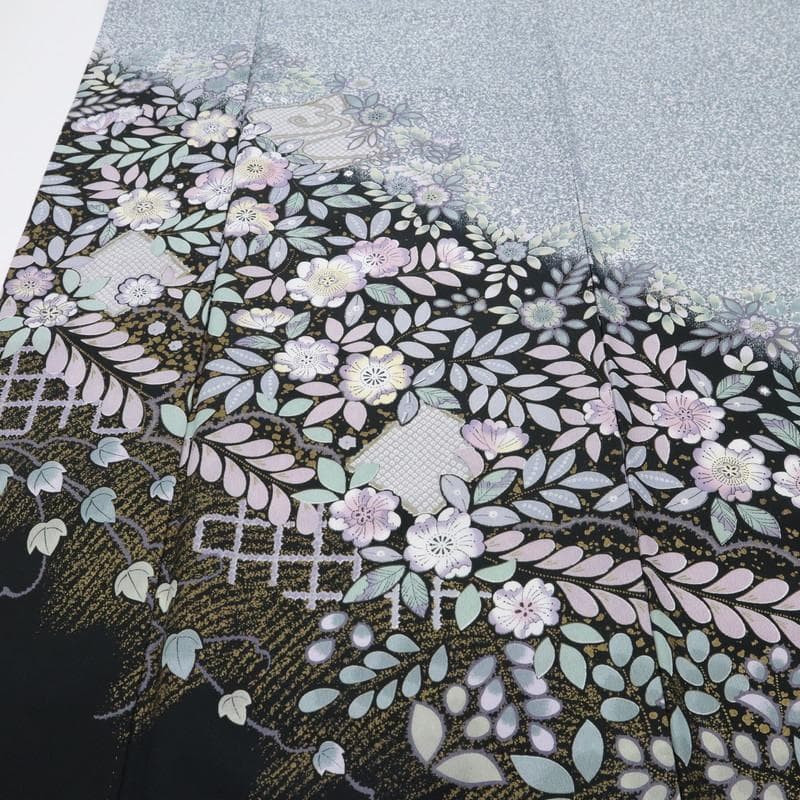 えぐっち　洗える♪訪問着＊胴抜き 着物 たたき染め 辻が花柄 12HH8