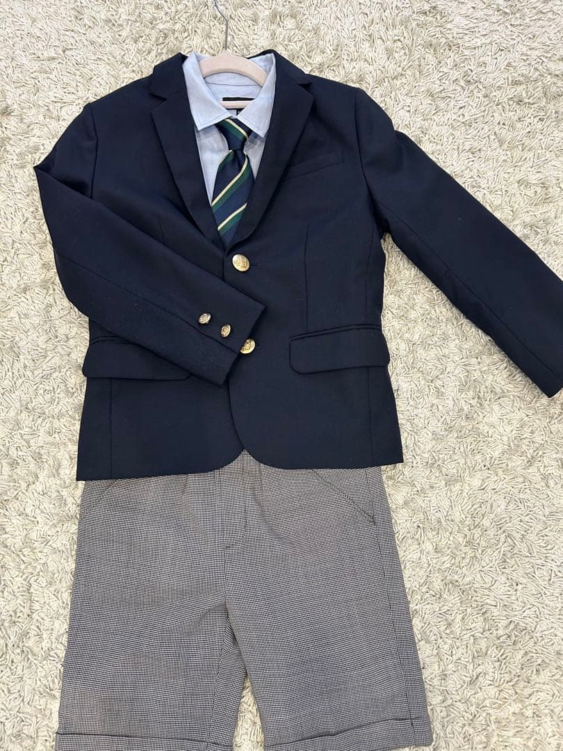【グリーンレーベルリラクシング】男の子 フォーマル スーツ 4点セット 125