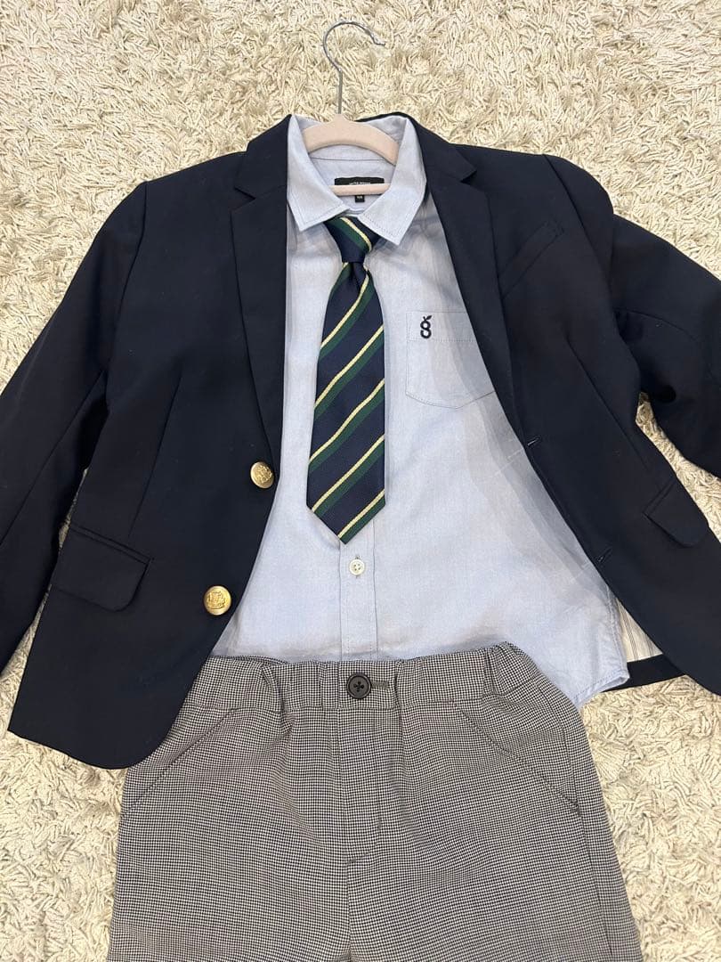 【グリーンレーベルリラクシング】男の子 フォーマル スーツ 4点セット 125