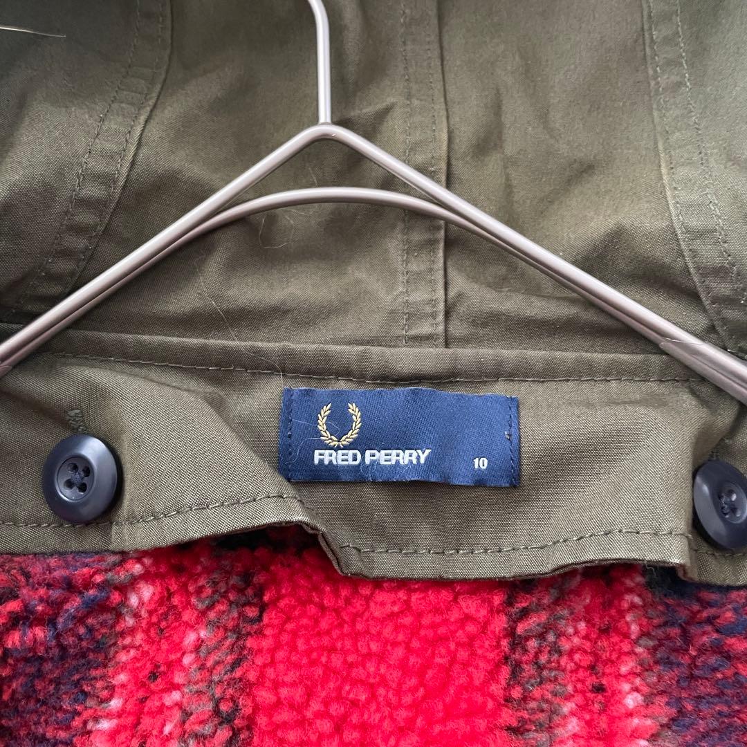 FRED PERRY 刺繍　2way ファー　モッズ　コート　ライナー付き