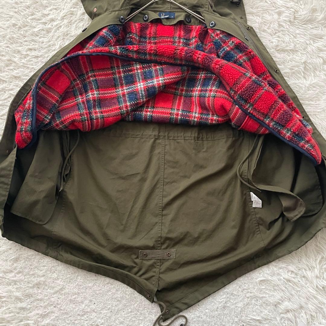 FRED PERRY 刺繍　2way ファー　モッズ　コート　ライナー付き