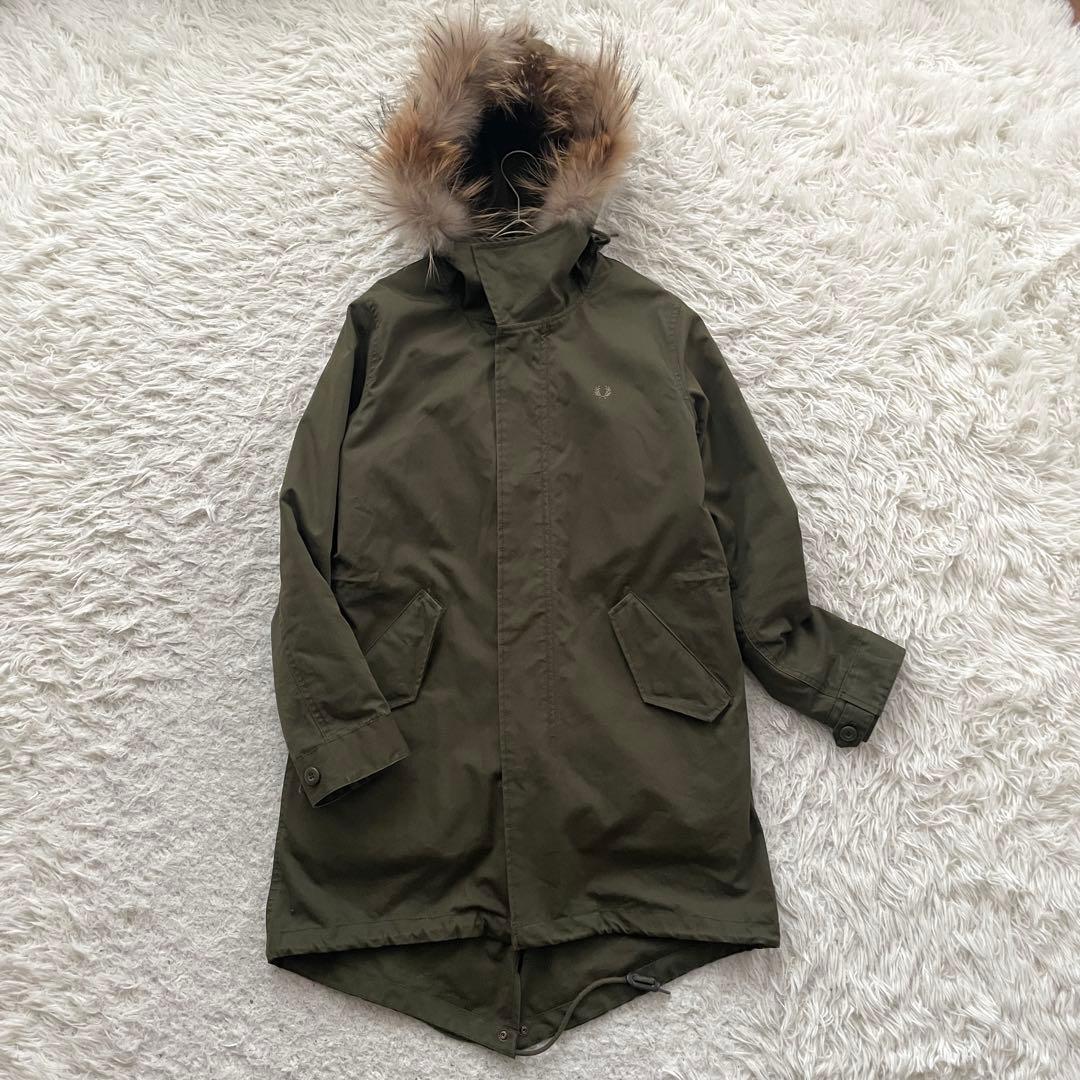 FRED PERRY 刺繍　2way ファー　モッズ　コート　ライナー付き