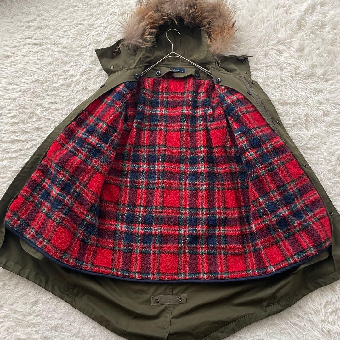 FRED PERRY 刺繍　2way ファー　モッズ　コート　ライナー付き