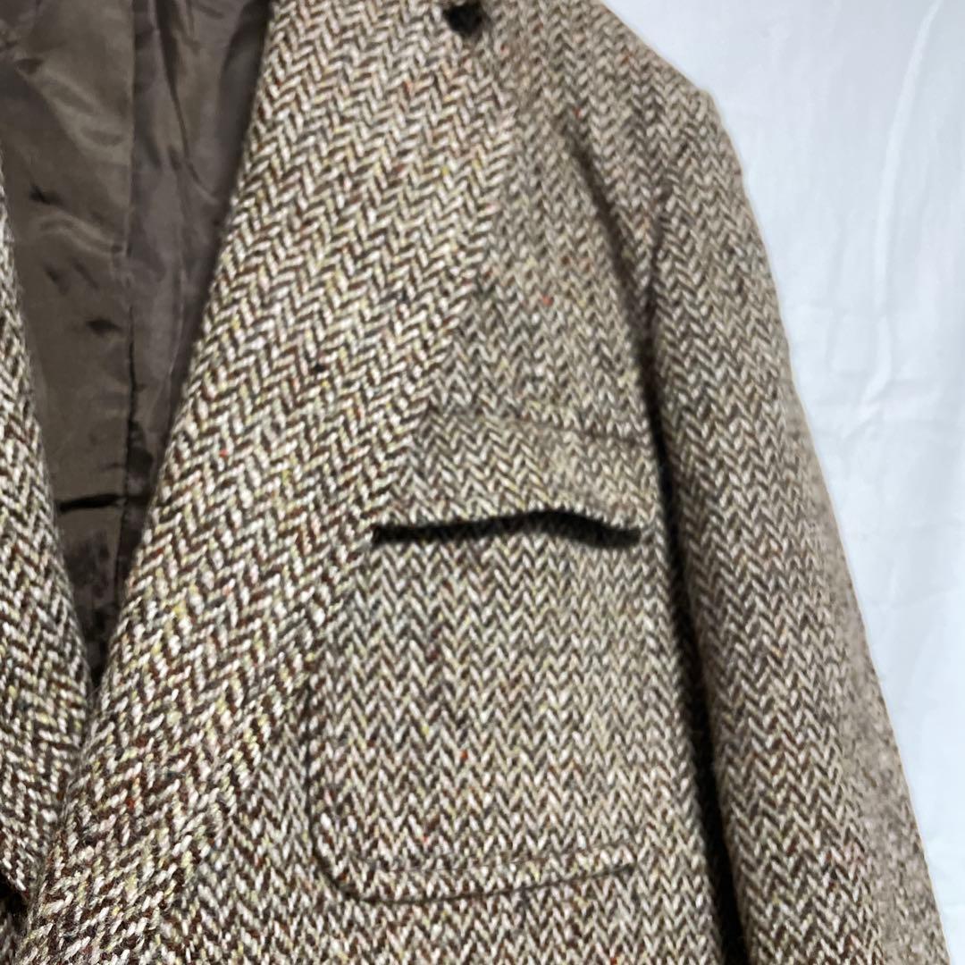 英国製【ハリスツイード】ヘリンボーンウール ハンティングジャケット トラッド古着