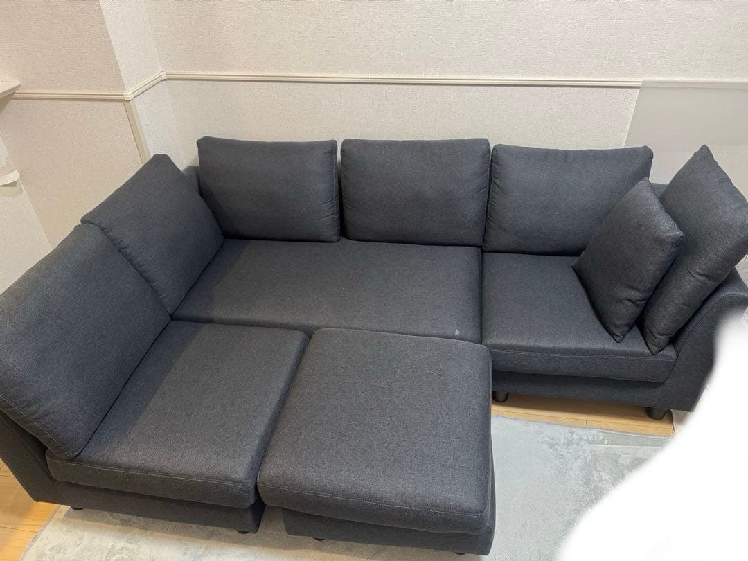 ロウヤ カウチソファ コーナーソファ 3人掛け 4人掛け L字 チャコールグレー