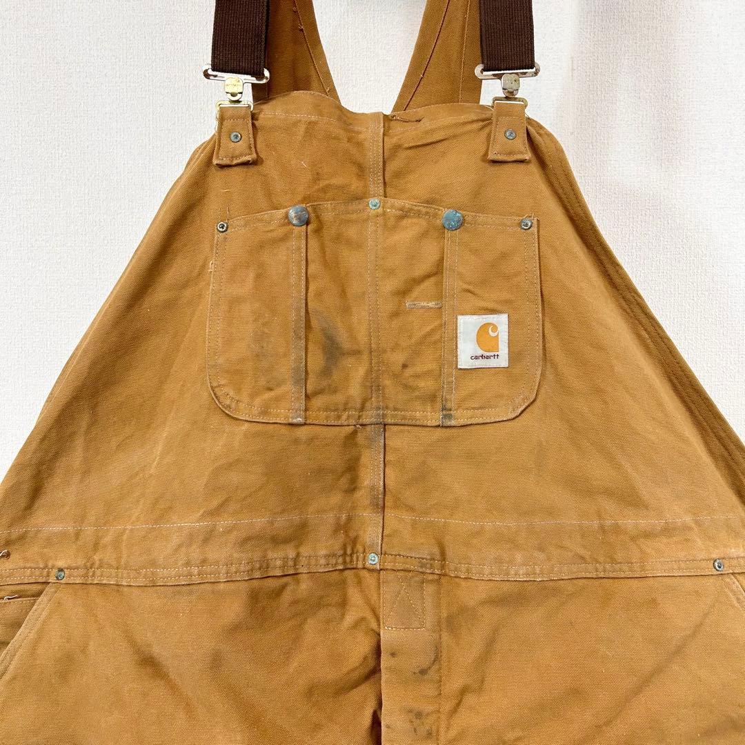 カーハートオーバーオールダブルニーC943ペインターパンツw56極太アメリカ古着