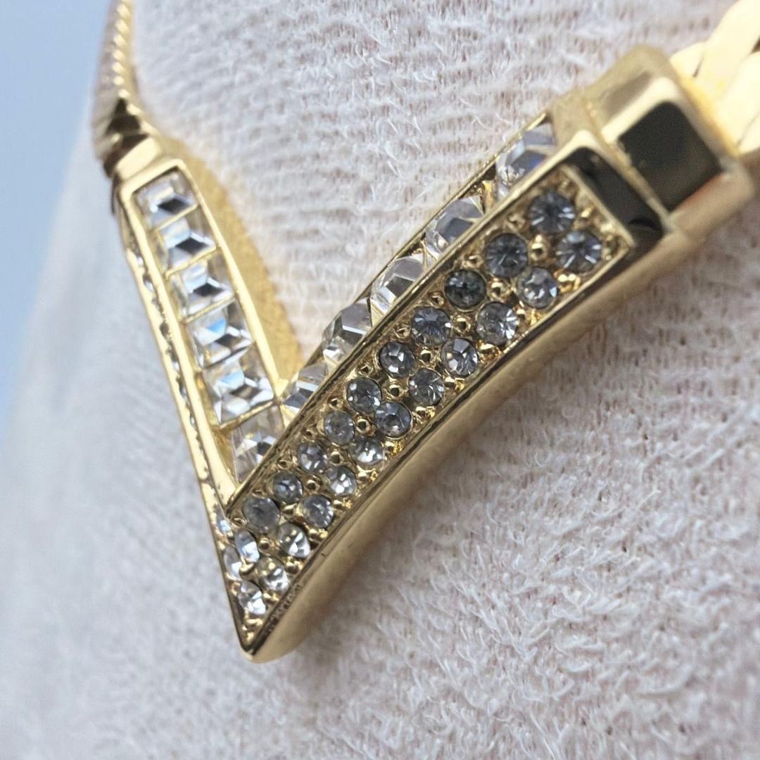 クリスチャンディオール V字 ラインストーン ネックレス チョーカー ゴールド