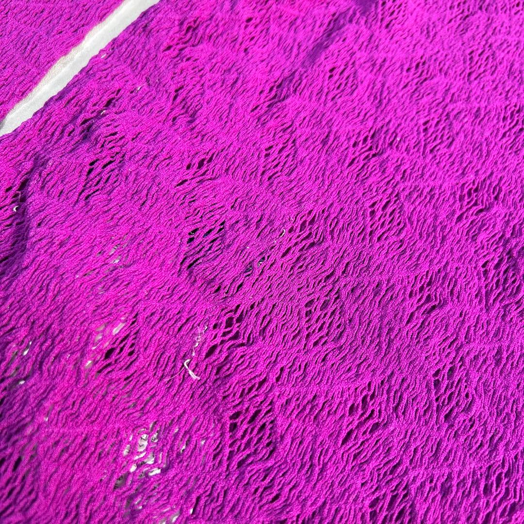 未使用級 M.&KYOKO タートルネック ラッセルレース 長袖 日本製 紫系