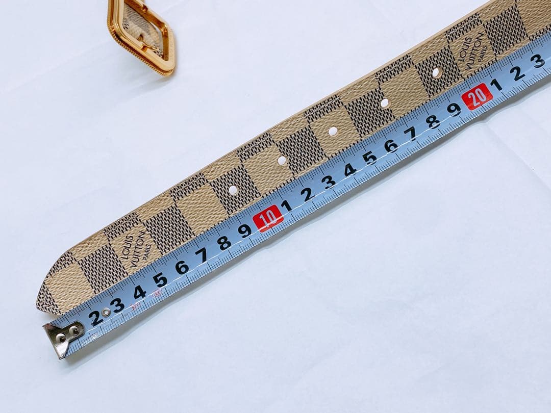 ヴィトン ベルト ダミエ アズール 95/38 白 M9730 サンチュール ①