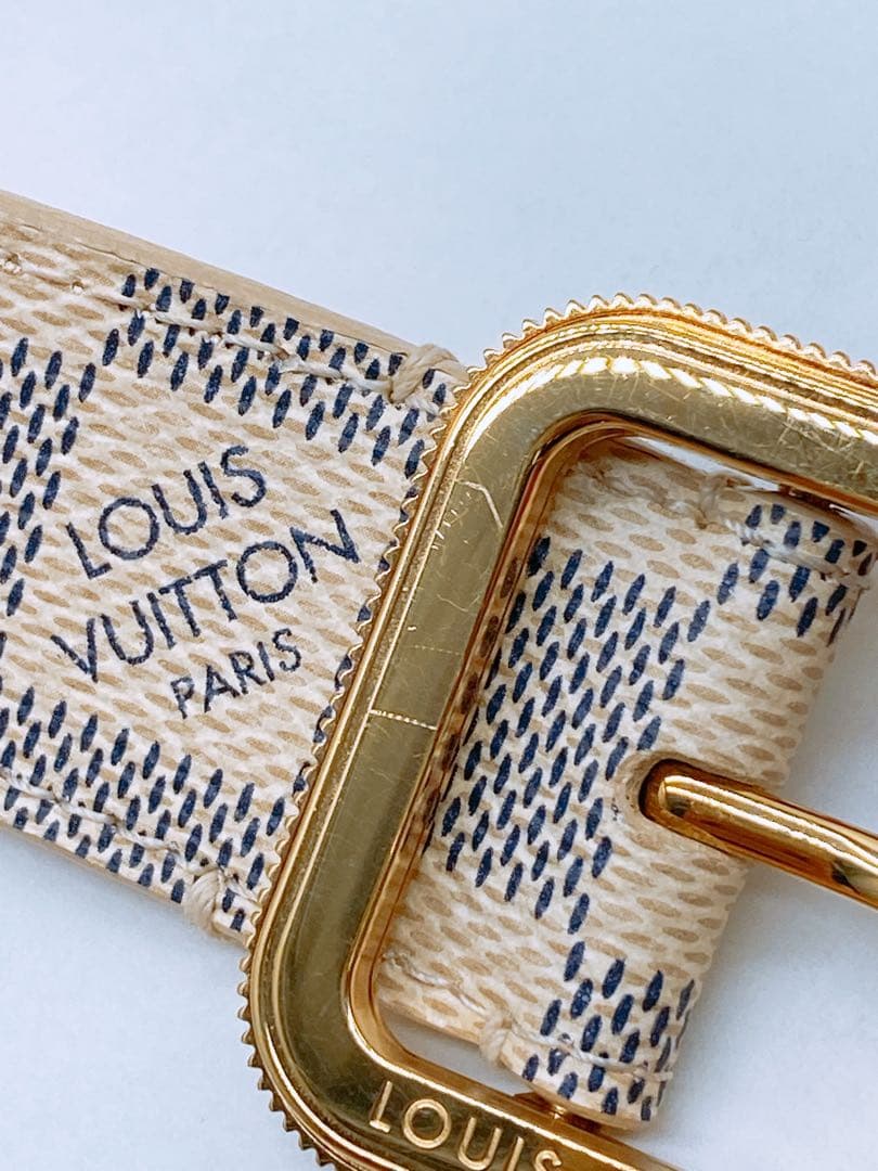 ヴィトン ベルト ダミエ アズール 95/38 白 M9730 サンチュール ①