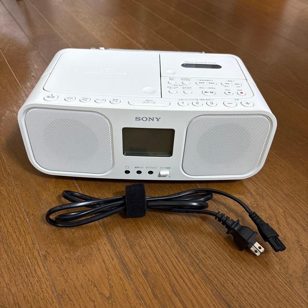 SONY CD ラジオ カセットデッキ白 CFD-S401 ラジカセ ポータブル