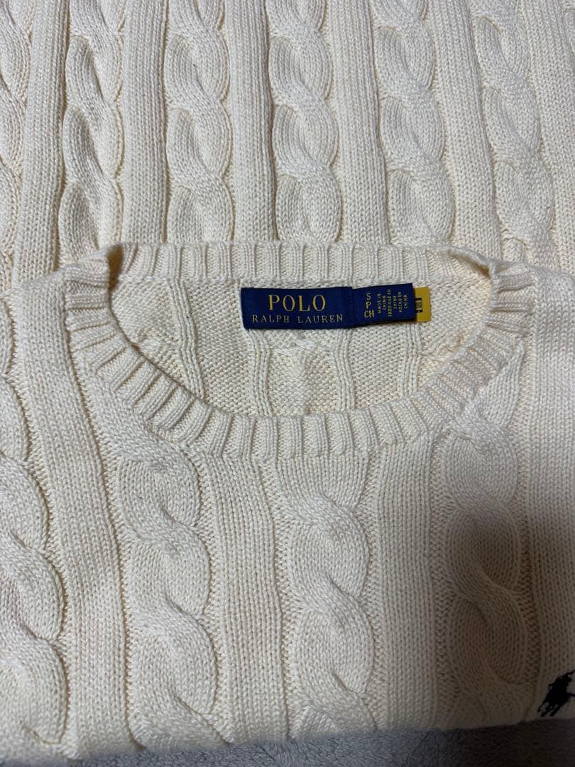 Polo Ralph Lauren ケーブルニットセーター S ホワイト