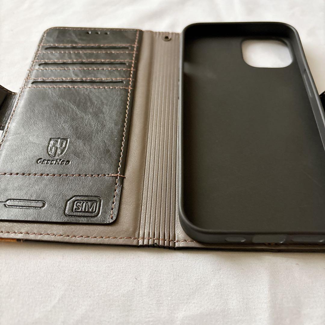 iPhone 13 ケース 手帳型ケース カード収納 スタンド ブラック