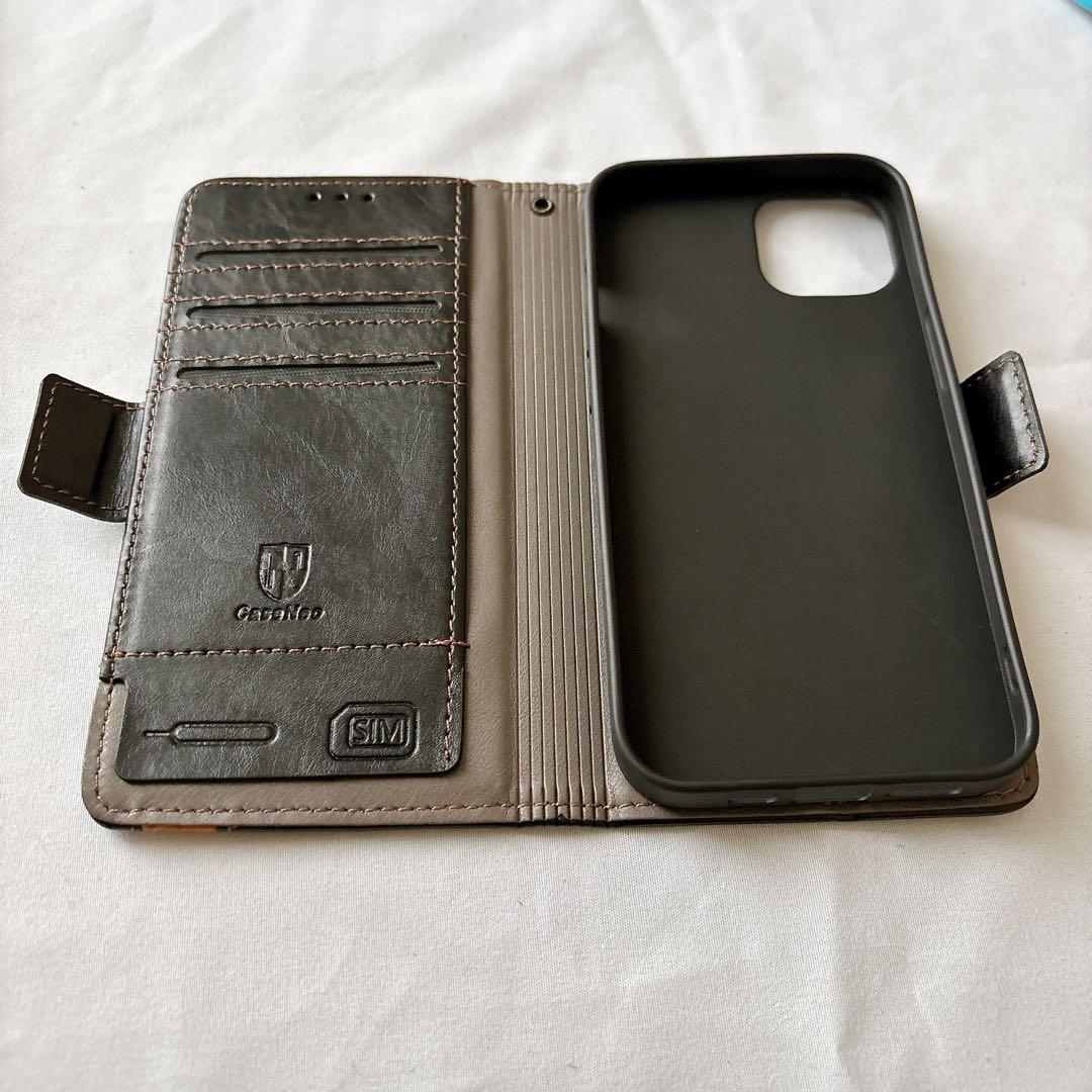 iPhone 13 ケース 手帳型ケース カード収納 スタンド ブラック