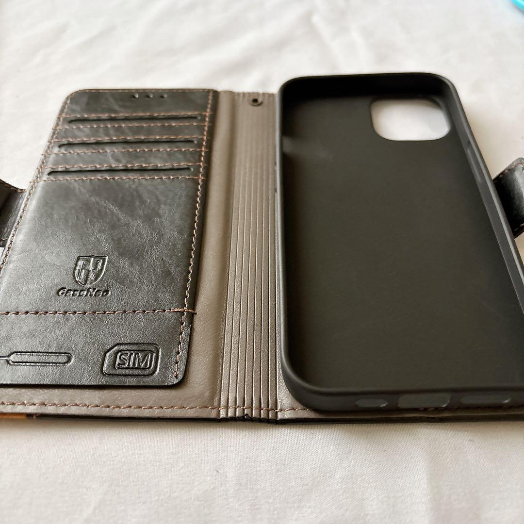 iPhone 13 ケース 手帳型ケース カード収納 スタンド ブラック