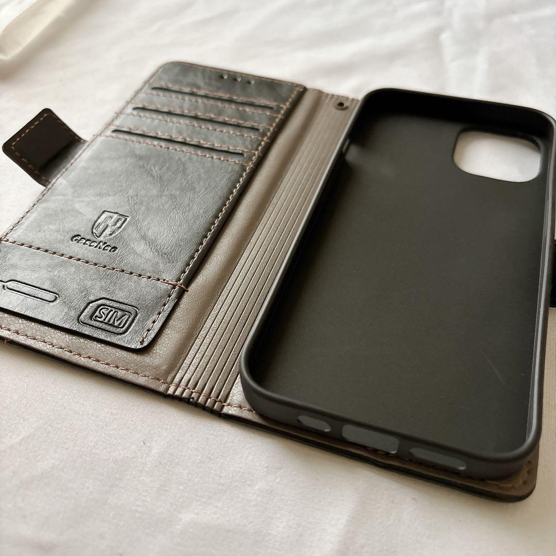 iPhone 13 ケース 手帳型ケース カード収納 スタンド ブラック