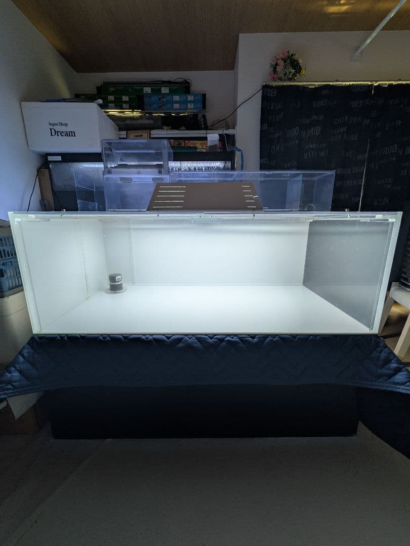 アクリル水槽 1200-600-410 ぷぅ工房 上部フィルター付き 濾過槽付き