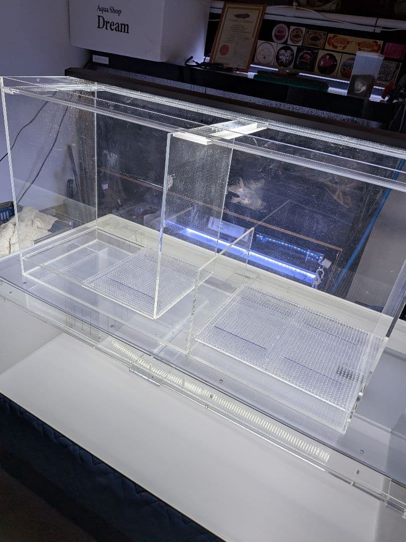 アクリル水槽 1200-600-410 ぷぅ工房 上部フィルター付き 濾過槽付き