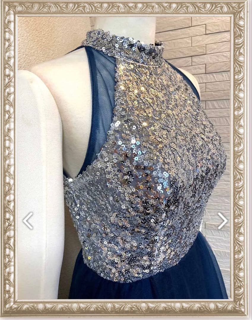 アメリカンスリーブ/ロングドレス/紺/グレー/演奏会ドレス