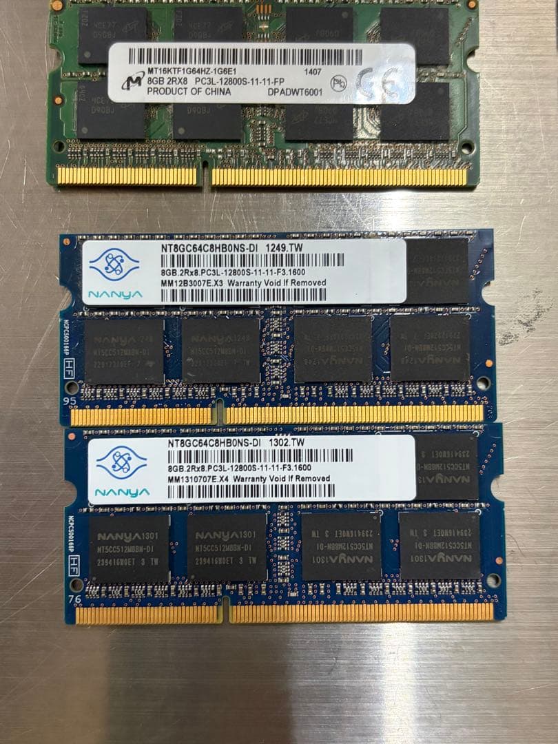 し*ん様 Micron他 メモリ 8GB 12枚 計96GB DDR3L ノート