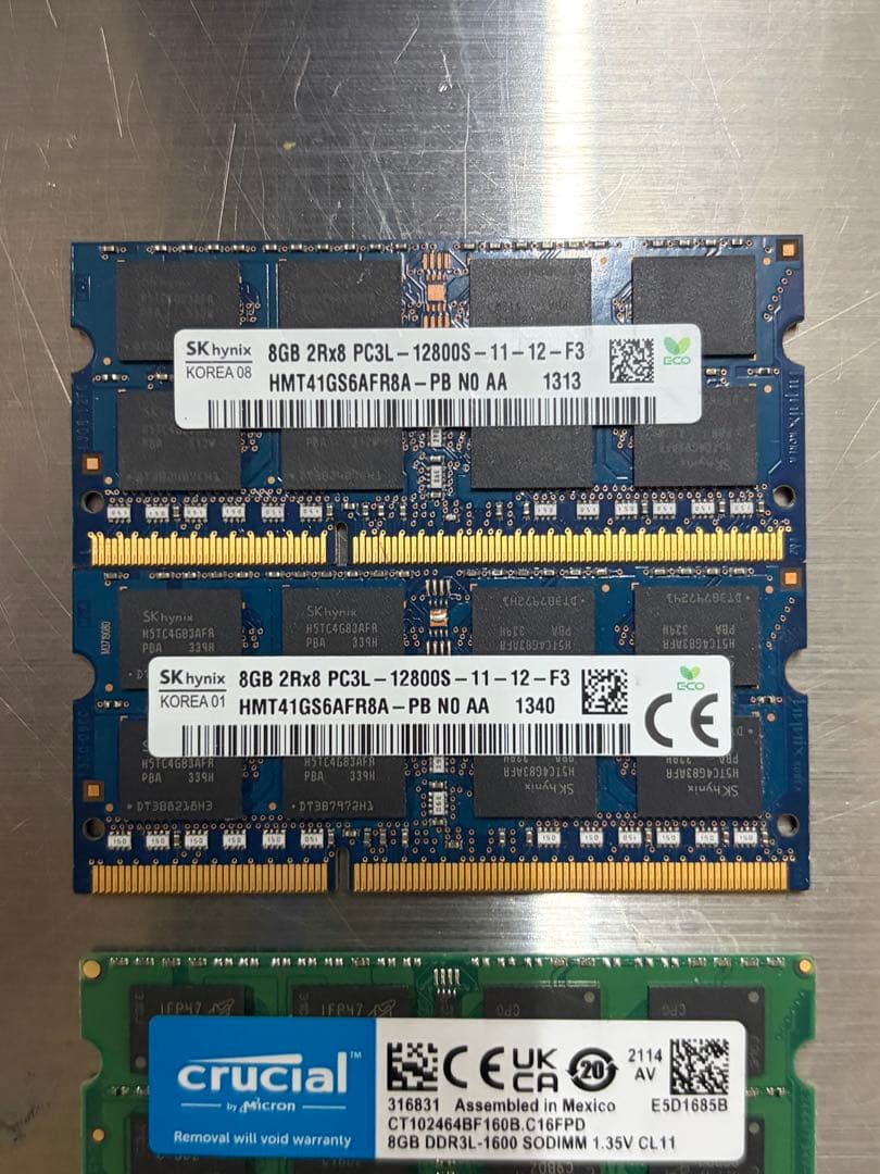 し*ん様 Micron他 メモリ 8GB 12枚 計96GB DDR3L ノート