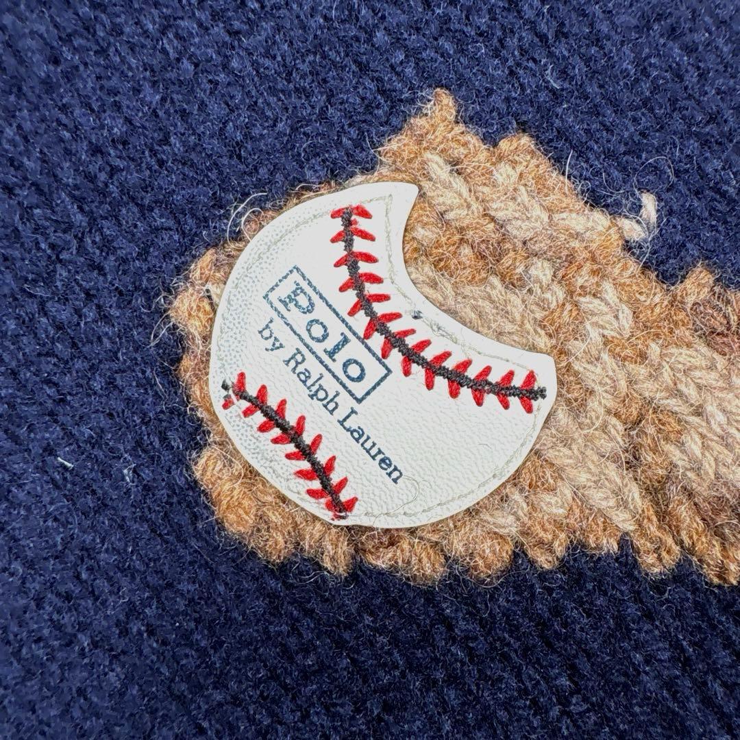 ✨MLBヤンキース✨ラルフローレン　ポロベア　ニット　セーター　ウール　紺　XL