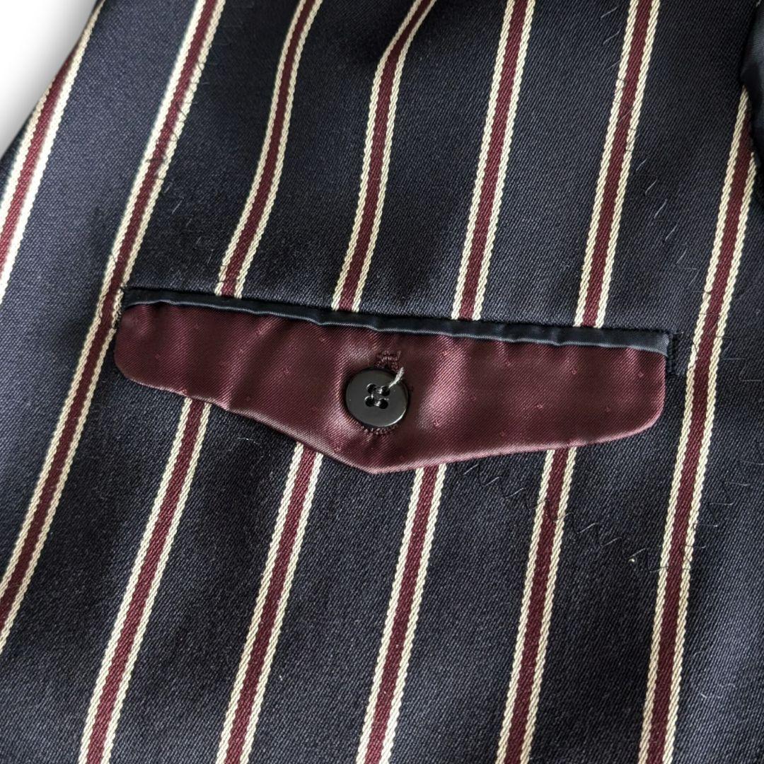 美品 マッキントッシュ ストライプ ウール綿混 テーラードジャケット ネイビー