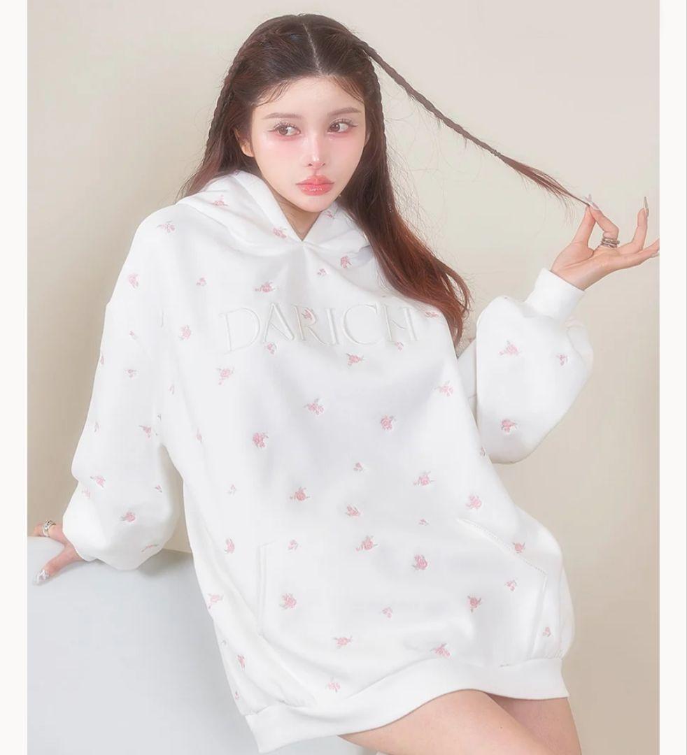 Darich ダーリッチ フラワーエンブロイダリービッグフーディ