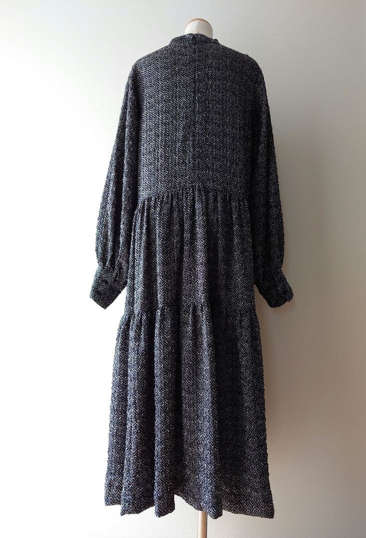 美品【イアパピヨネ スミスタイル】スタンドカラーティアードロングワンピース