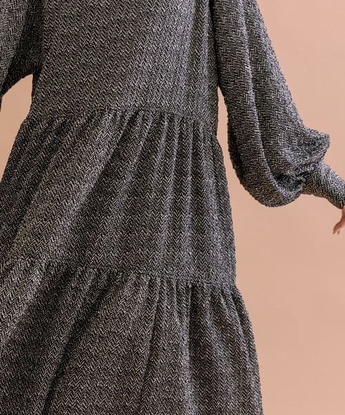 美品【イアパピヨネ スミスタイル】スタンドカラーティアードロングワンピース