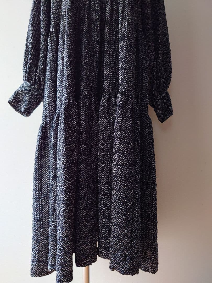 美品【イアパピヨネ スミスタイル】スタンドカラーティアードロングワンピース