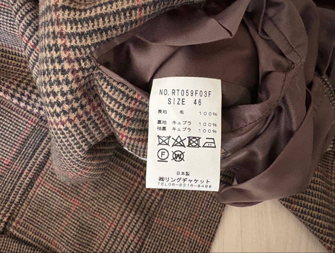 Ring Jacket ジャケット 46サイズ｜ウィンドウペンチェック 秋冬