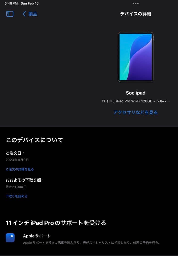 Apple iPad Pro 11インチ 第４世代　本体