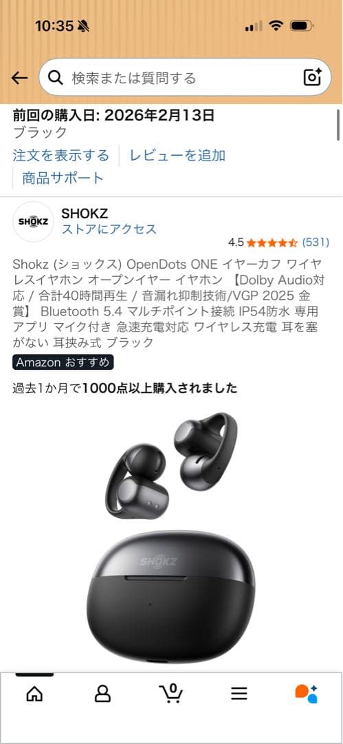 Shokz OpenDots ONE オープンイヤーイヤホン