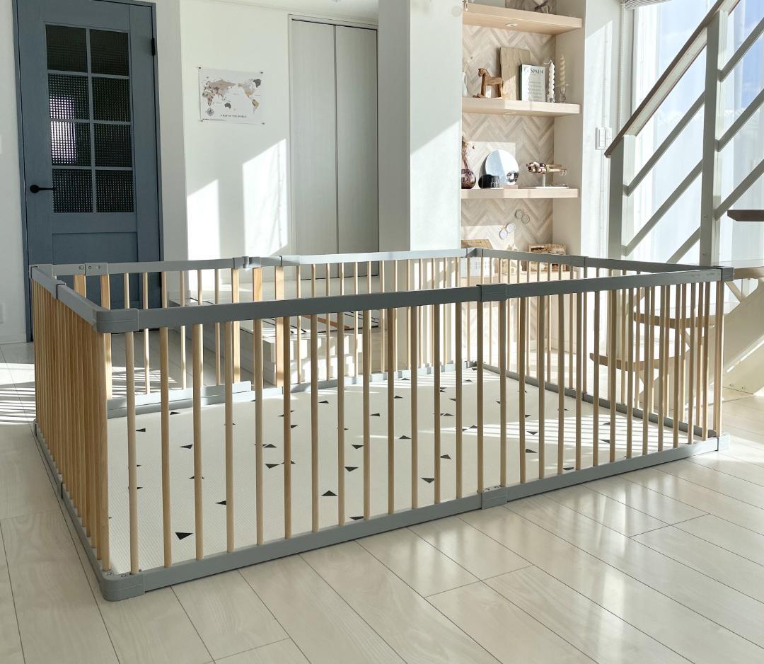 LITTLE BOT BABY　木製ベビーサークル グレー