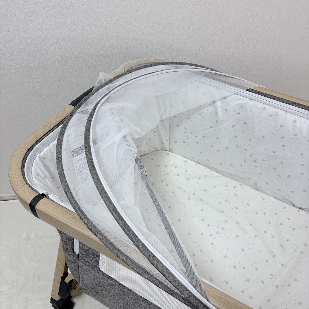 極美品✨️HZDMJ ベビーベッド 添い寝ベッド メッシュ 高さ調節可能 収納付き